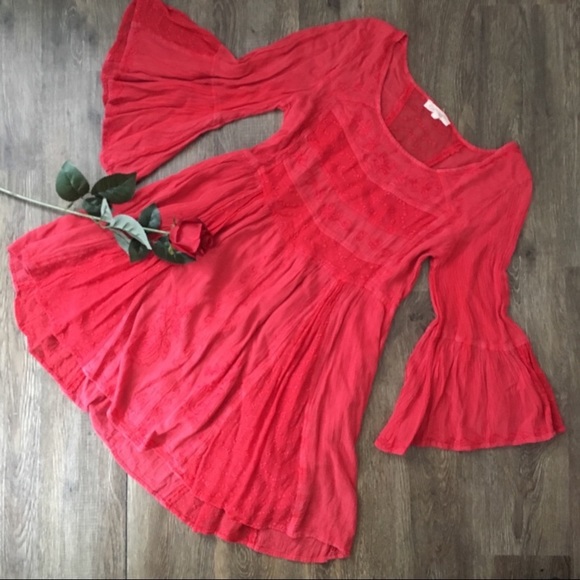Pretty Deep Coral Gauzy Cotton Dress!